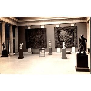 Vintage Art Gallery Postcard Featuring Classic‎ Sculptures & Tapestries